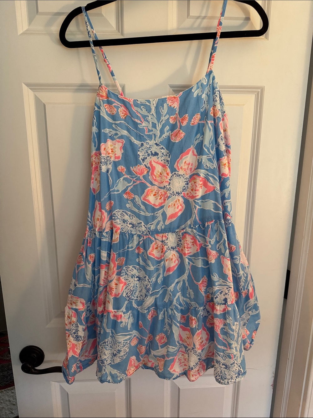 Lilly Pulitzer Light Blue Floral Spaghetti-Strap Sundress